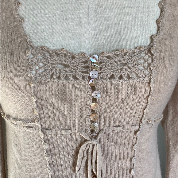 Boho inspired Nanette Lepore cashmere sweater - Picture 2 of 6